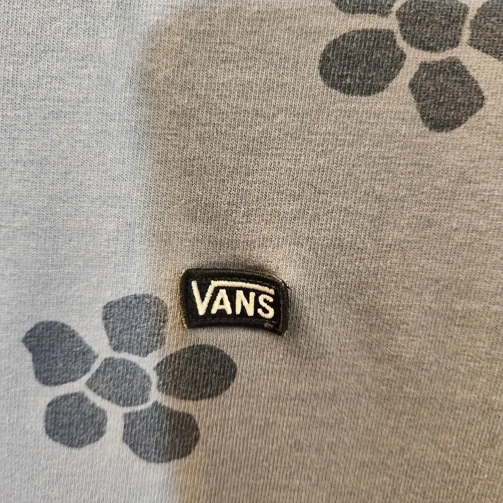 Vans Blue Floral Tee With Mini Patch Logo Size Women's Small
